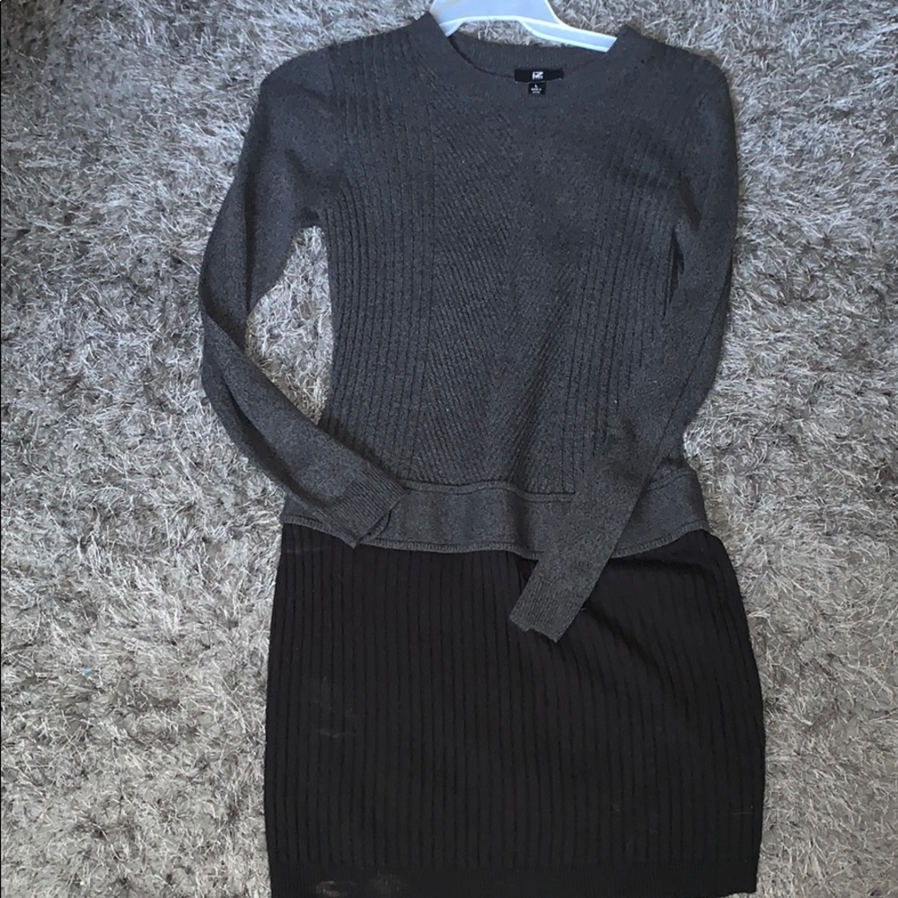 Black and grey sweater dress